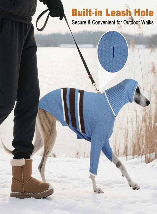 دينتران سترة دينترون للكلاب السلوقية، مقاس كبير، بغطاء رأس قابل للفصل - سترة شتوية دافئة محبوكة للكلاب ذات الرقبة الطويلة، ملابس شتوية برقبة عالية مع فتحة للرباط مناسبة لكلاب ويبيت، وسالوكي، وأفغان هاوند، وبورزوي - Image 4